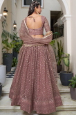 Dusty Pink Net Sequins Embroidered Flared Style Lehenga