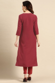 Kurti for Party Wear in Poly Crepe Brick Red with Printed