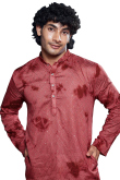 Brick Red Viscose Embroidered Straight Cut Men's Kurta Pajama 