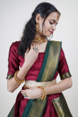 Brick Red Weaved Zari Silk South Indian Style Lehenga 