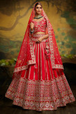 Bridal Red Lehenga Choli With Zari Embroidery 