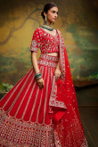 Bridal Red Lehenga Choli With Zari Embroidery 
