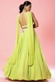 Bright Green Georgette Lehenga with Beads & Sequins Work For Mehendi