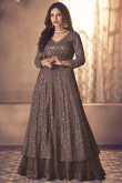 Brown Georgette A Line Lehenga