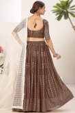 Lehenga in Brown Georgette for Wedding Wear with Sequins Work