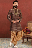 Brown Jacquard Woven Men's Sherwani