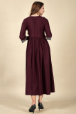 Burgundy Maroon Cotton Rayon Calf Length Kurti