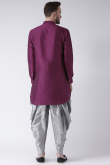 Burgundy Maroon Dupion Silk Embroidered Straight Cut Men's Kurta Dhoti