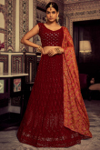 Sangeet Sequins Embroidered Lehenga in Georgette Burgundy Maroon