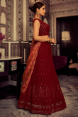 Sangeet Sequins Embroidered Lehenga in Georgette Burgundy Maroon