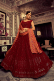 Sangeet Sequins Embroidered Lehenga in Georgette Burgundy Maroon