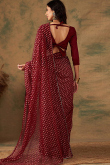 Burgundy Maroon Net Weaved Sangeet Saree