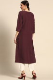 Burgundy Maroon Poly Crepe Priinted Kurti