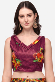 Burgundy Maroon Satin Printed A Line Lehenga 