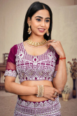 Burgundy Maroon Sequins Embroidered Panelled Style Lehenga 
