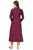 Burgundy Maroon Silk Embroidered A Line Kurti