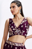 Burgundy Maroon Silk Sequins Embroidered Party Wear Lehenga 