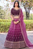 Burgundy Maroon Tissue Lehenga with Sequins Work for Diwali