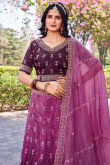 Burgundy Maroon Tissue Lehenga with Sequins Work for Diwali