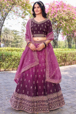 Burgundy Maroon Tissue Lehenga with Sequins Work for Diwali