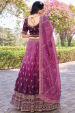 Burgundy Maroon Tissue Lehenga with Sequins Work for Diwali
