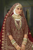 Burgundy Maroon Velvet A-Line Bridal Lehenga
