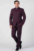 Burgundy Maroon Viscose Jodhpuri Style Plain Men's Coat Pant