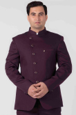 Burgundy Maroon Viscose Jodhpuri Style Plain Men's Coat Pant