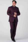 Burgundy Maroon Viscose Jodhpuri Style Plain Men's Coat Pant