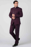 Burgundy Maroon Viscose Jodhpuri Style Plain Men's Coat Pant
