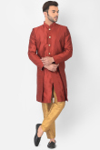 Buy Light Maroon Dupion Silk Men's Jacket Style Indo-Western Sherwani