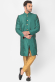 Buy Persian Green Dupion Silk Men's Jacket Style Indo-Western Sherwani