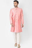 Buy Pink Dupion Silk Men's Jacket Style Indo-Western Sherwani