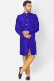 Buy Royal Blue Dupion Silk Men's Jacket Style Indo-Western Sherwani