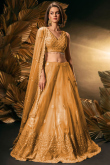 Net Gold Wedding Wear Lehenga with Beads embroidery