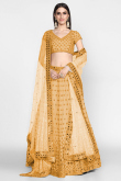 A Line Lehenga in Raw Silk Gold for Sangeet