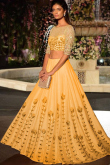 Gold Silk A Line Lehenga with Resham embroidery