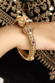 White Beads Alloy Gold Plated Traditional Kada