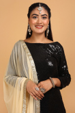 Black Sequins Fabric Patiala Suit for Wedding & Party