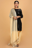 Black Sequins Fabric Patiala Suit for Wedding & Party