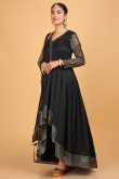 Black Florida Silk High Low Style Embroidered Anarkali Suit for Wedding & Party