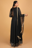 Black Florida Silk High Low Style Embroidered Anarkali Suit for Wedding & Party