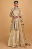 Light Gold Silk Embroidered Lehenga for Wedding & Party