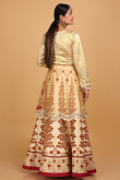 Resham Embroidered Dupion Silk Gold Lehenga for Wedding & Party