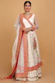 Embroidered Georgette White Long Choli Lehenga for Wedding & Party