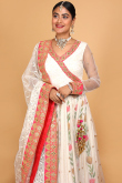 Embroidered Georgette White Long Choli Lehenga for Wedding & Party