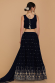 Navy Blue Georgette Silk Embroidered Lehenga