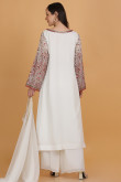 Indian Resham Thread Embroidered Off-White Palazzo Suit for Eid