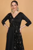 Black Silk Blend And Net Indo-Western Embroidered Gown for Wedding & Party
