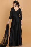 Black Silk Blend And Net Indo-Western Embroidered Gown for Wedding & Party